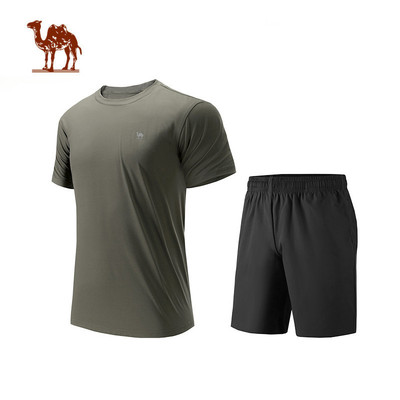 CAMEL CROWN  Bộ đồ thể thao nam nữ Áo thun khô nhanh Quần short thoáng khí Bộ đồ hai mảnh tập thể dục