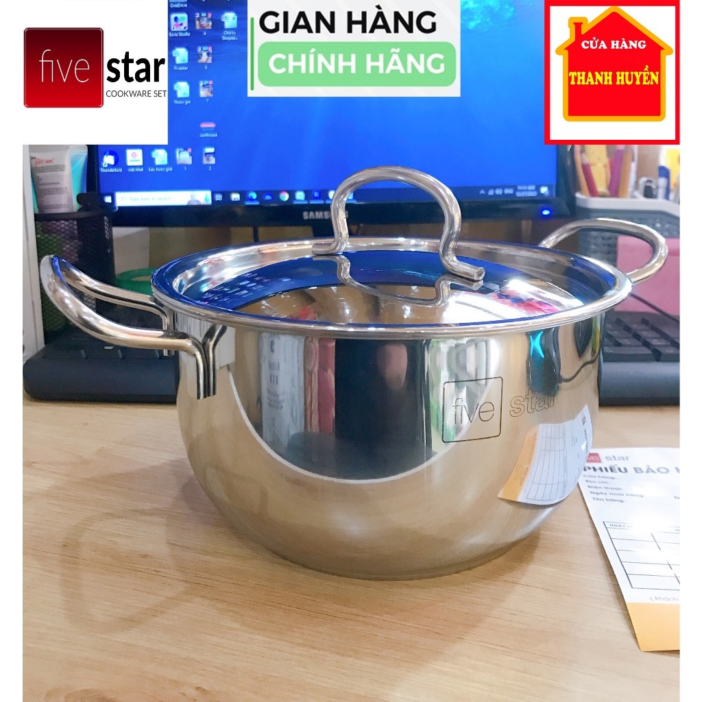[Chính hãng FiveStar] Size 18cm - Nồi inox 3 đáy sandwich inox 430 cao cấp Fivestar Standard bếp từ 