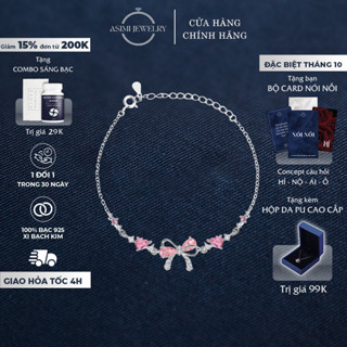 Lắc tay bạc nữ nơ hồng Daisy Asimi, vòng tay bạc Ý S925 dịu dàng trong veo Daisy Róse LT43