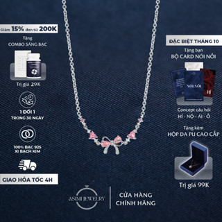 Dây chuyền bạc nơ hồng Daisy Asimi, dây chuyền bạc Ý S925 dịu dàng trong veo Daisy Róse DC68