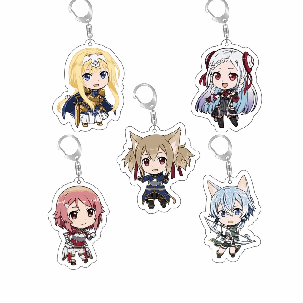 Anime Fans Gifts Q Edition Sword Art Online Kirito Asuna Yuuki Asuna Asada Shino Lovely Pendant Acry