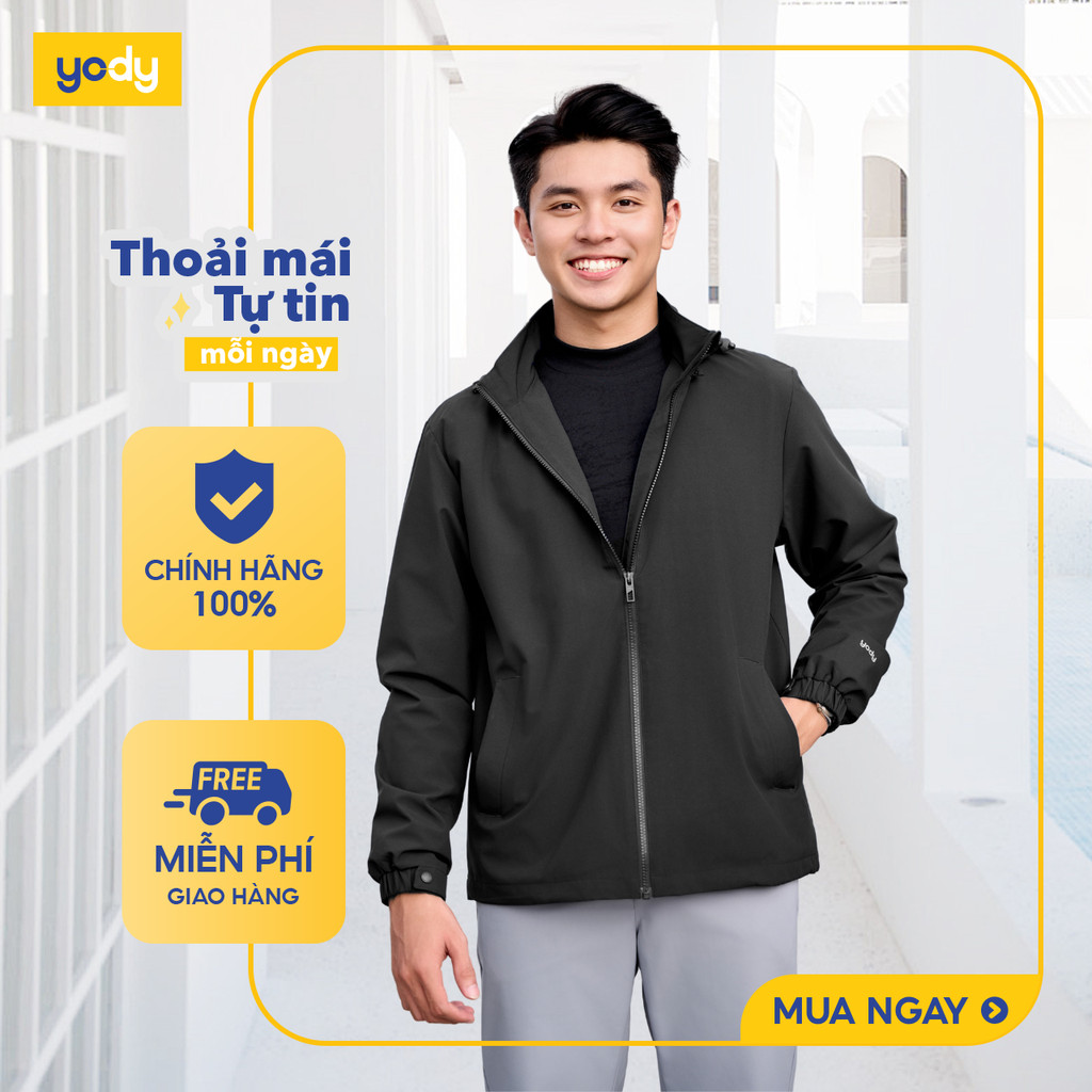   Áo khoác gió nam có mũ 2 lớp YODY 3C PRO nhiều màu trẻ trung, dễ phối, chống gió tốt AKM6017
