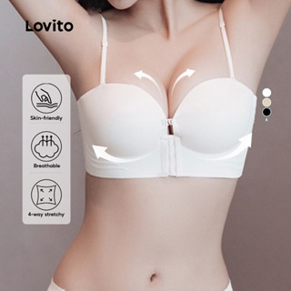 Lovito Áo Ngực Bralette Da Mềm Mại Cài Nút Phía Trước Dành Cho Nữ Mùa Hè LNM66068