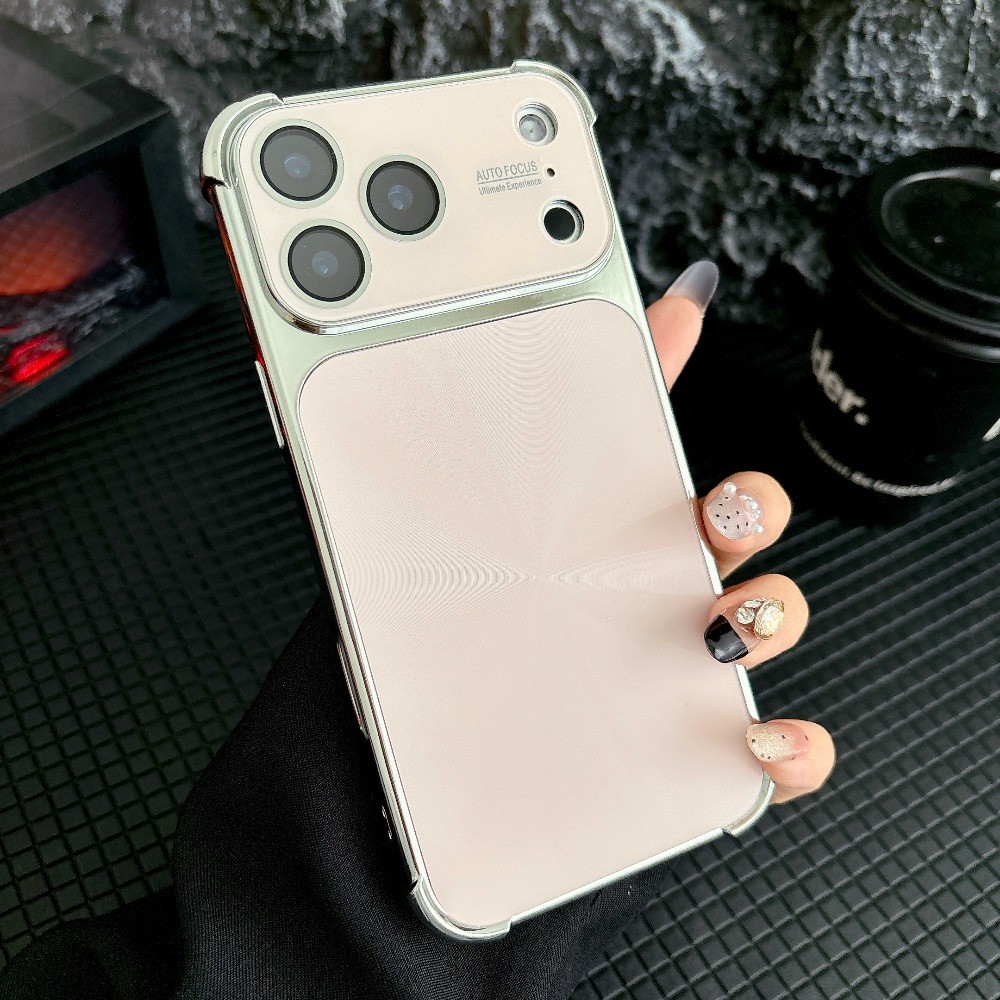 Sang Trọng Mạ Điện Cạnh Mềm Laser Glossy CD Kết Cấu Ốp lưng IPhone17 1615 14 13 Pro Max Full Lens Kí