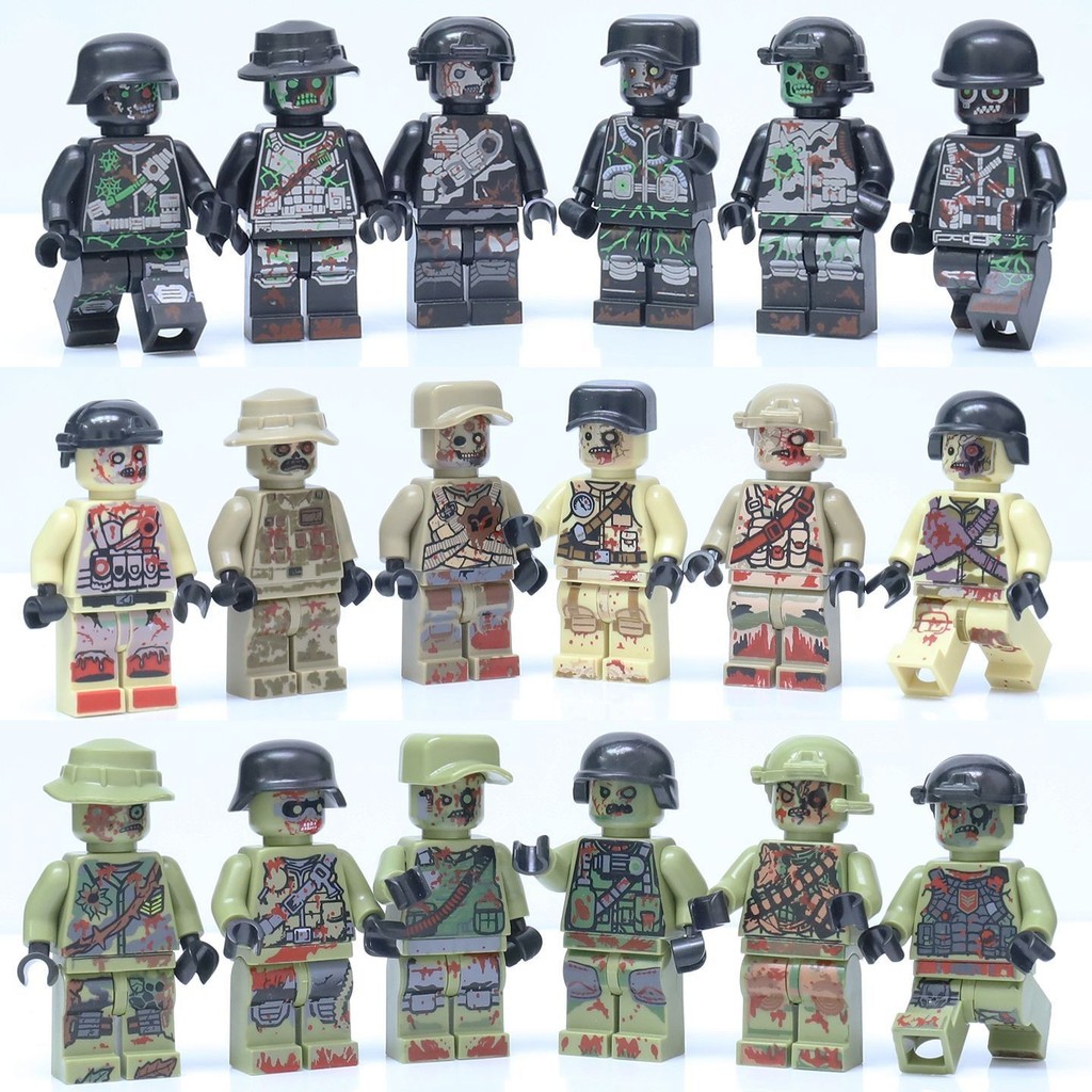 Khu Vực Bức Xạ Căn Cứ Zombie Xâm Lược Lực Lượng Đặc Biệt Quân Sự Khối Xây Dựng Minifigures SWAT Zomb