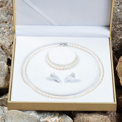 Bộ Trang Sức Ngọc Trai 5ly Màu Trắng 3 Món Choker Khóa Bạc - Ngọc Trai Trường Thịnh