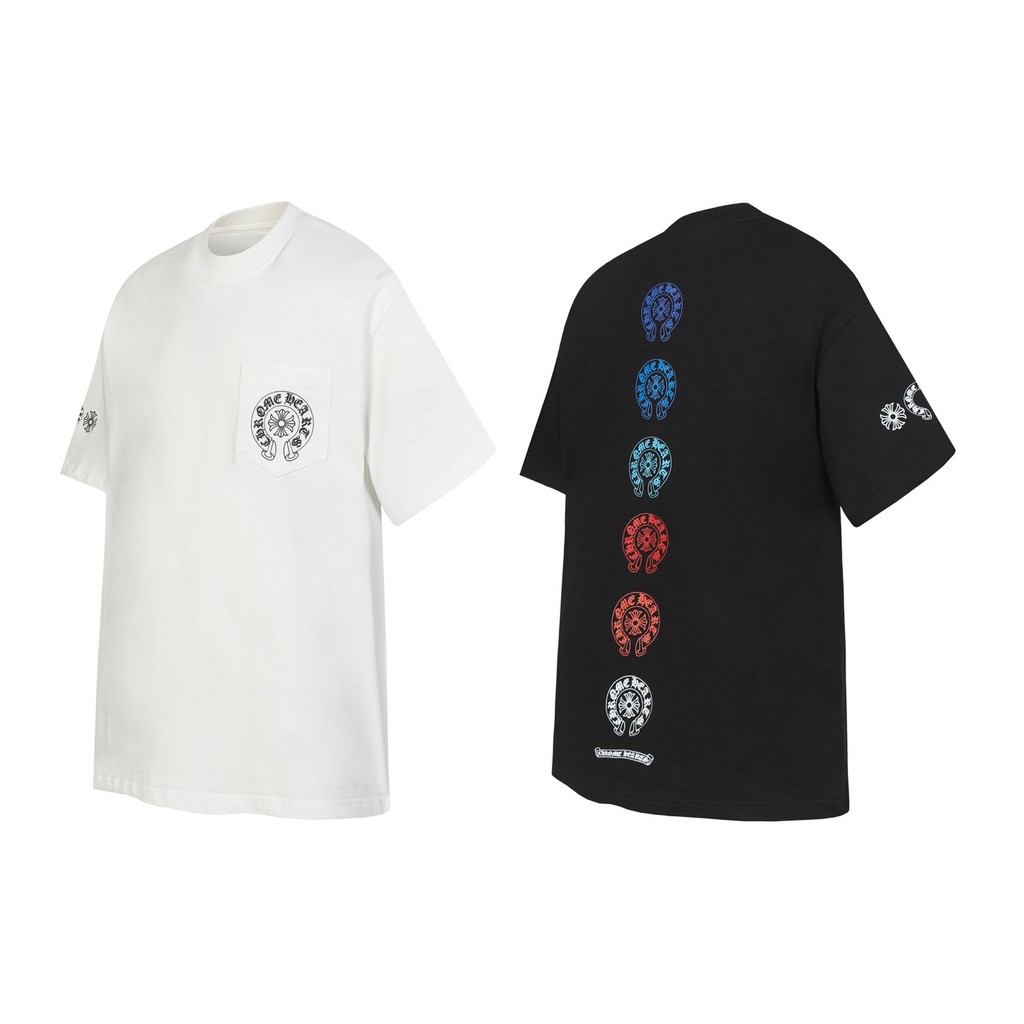 WTYZ Chrome Hearts 2026Colorful horseshoe Sanskrit print couple's short-sleeve shirt T T-shirt Coupl