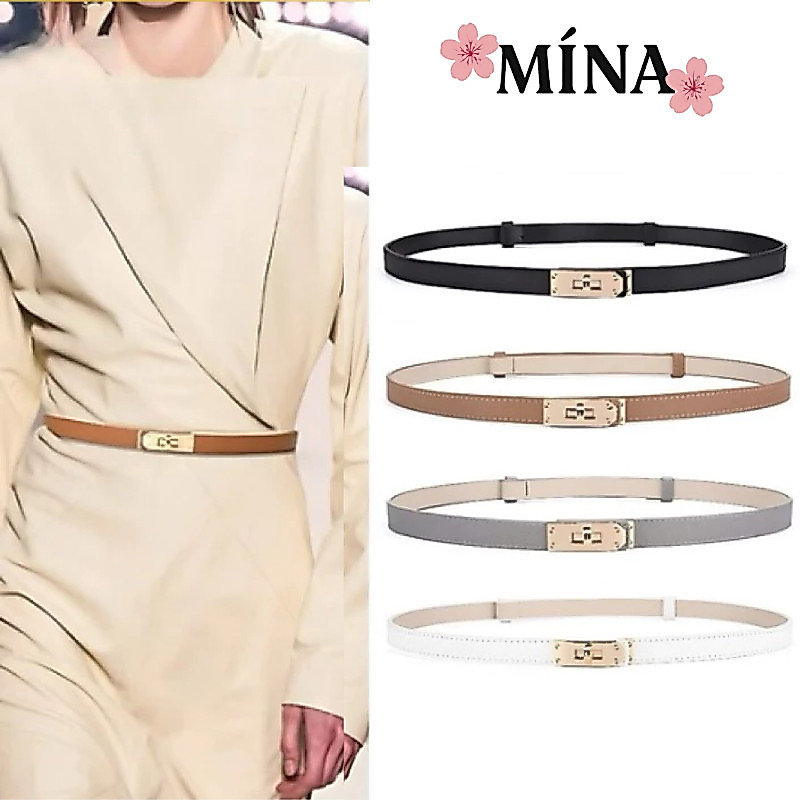 Thắt Lưng Da belt nữ thiết kế tối giản tinh tế sang chảnh Bản Nhỏ Thời Trang(4pu khóa vàng)