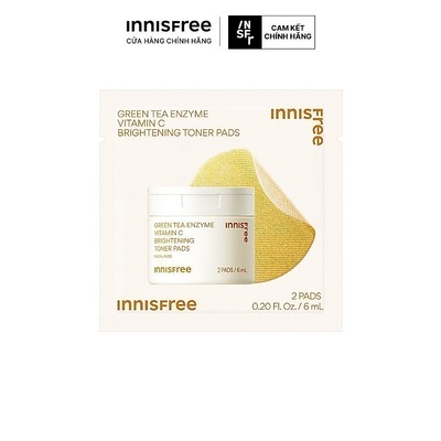 (Quà tặng không bán) Vitamin C Pad dưỡng sáng da 2 miếng innisfree Vita C Pad Green Tea Enzyme