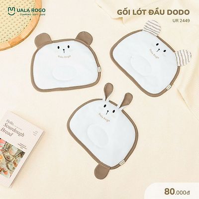 Gối sơ sinh lót đầu ruột bông mềm lõm giữa giúp đầu tròn cho bé Ualarogo Dodo 2449
