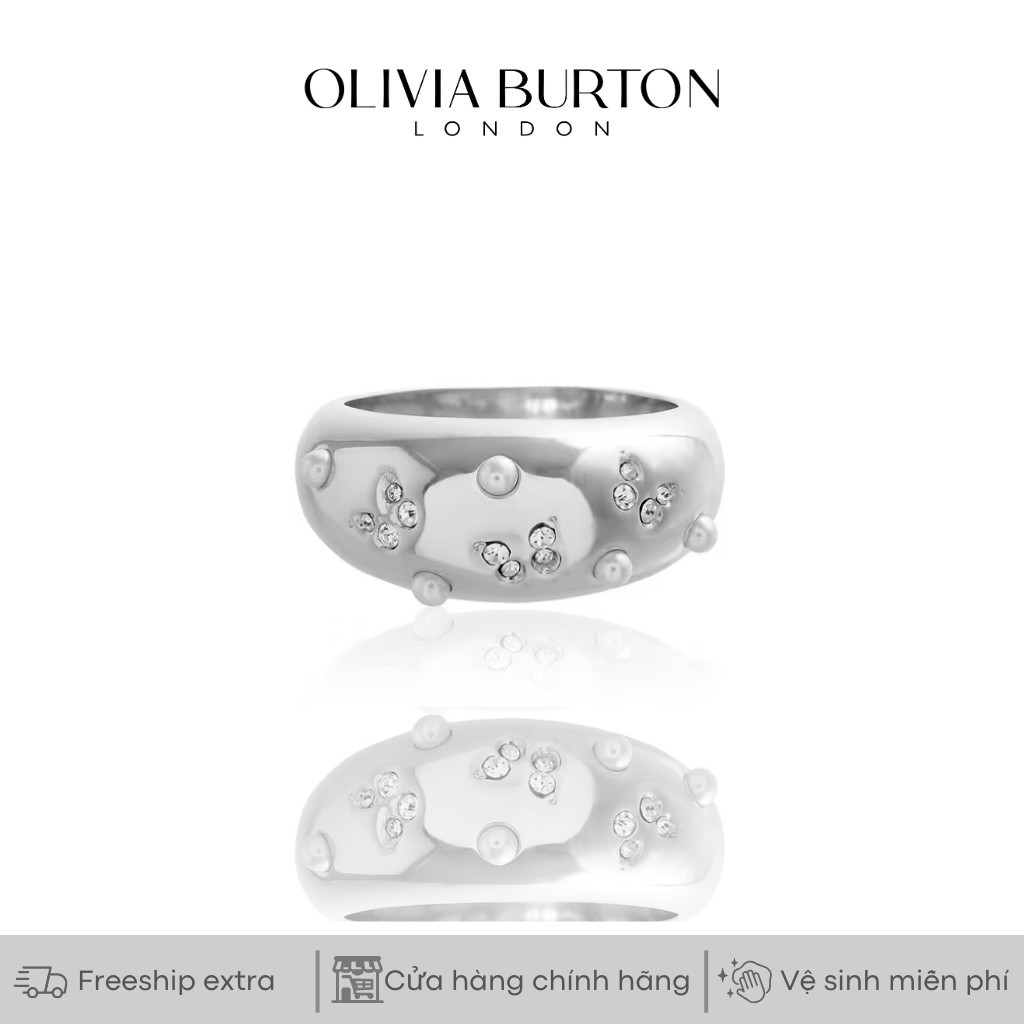 Nhẫn Olivia Burton Sparkle Butterfly Dome màu bạc đính đá