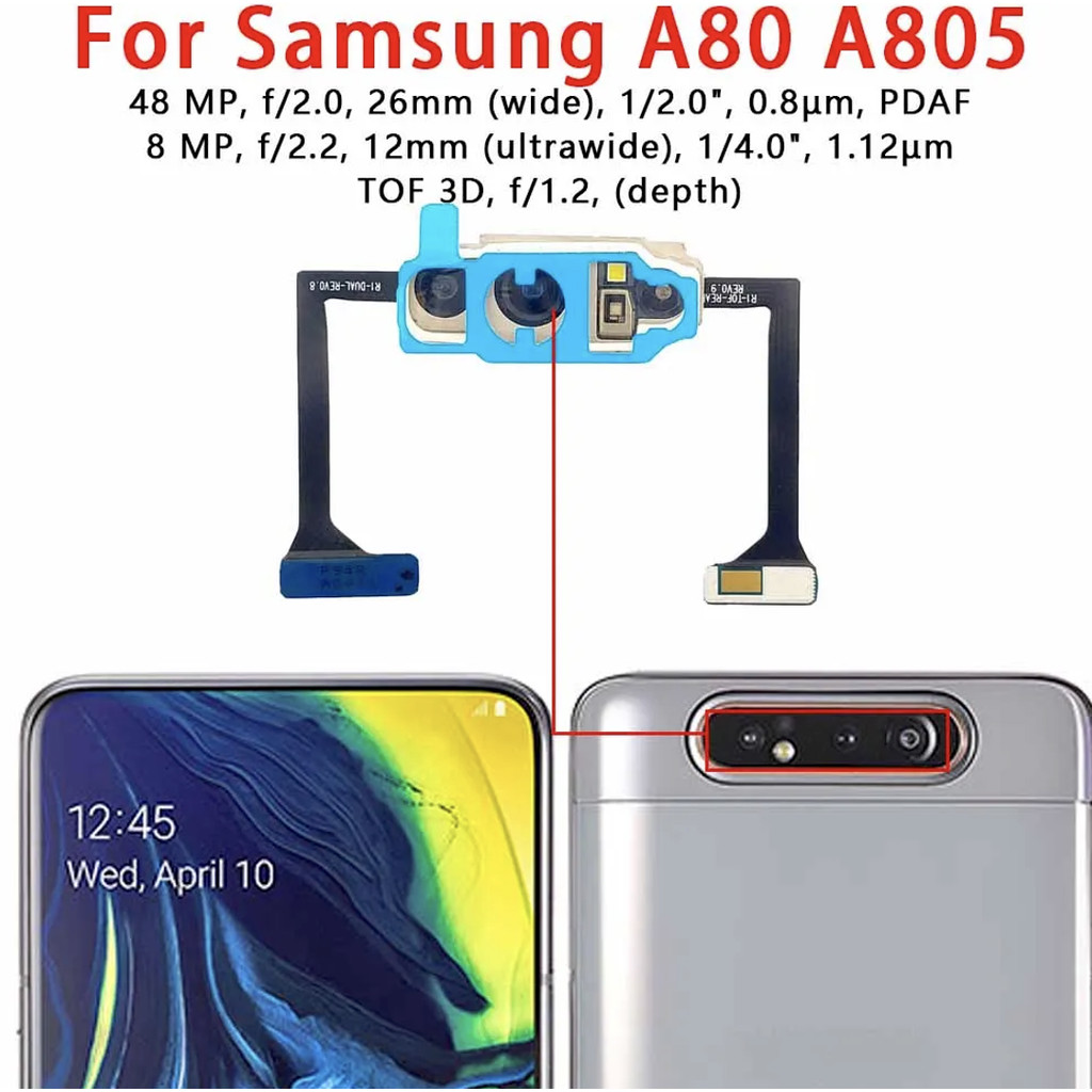 Camera sau cho Samsung Galaxy A80 A805 Phụ tùng thay thế mô-đun camera sau