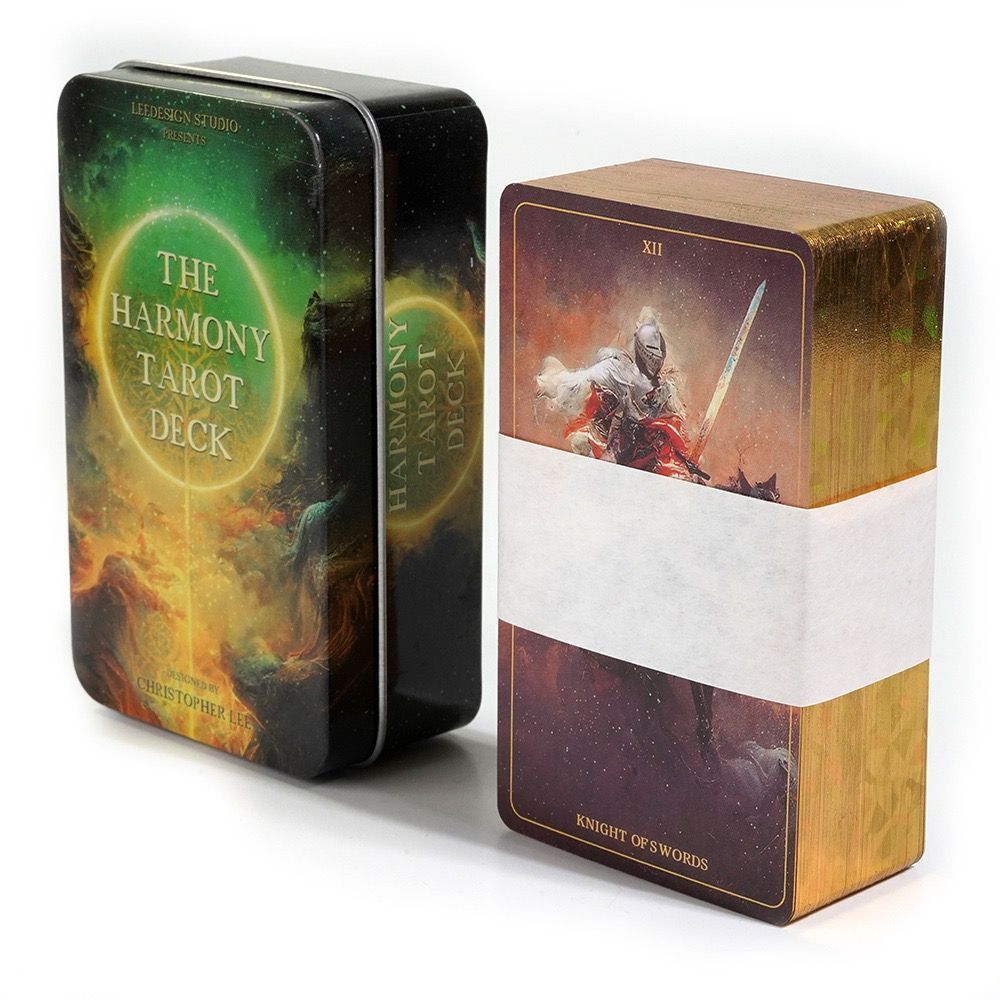Hộp thiếc 10.3 * 6cm Harmony Tarot Deck English Board Game Card Game The Harmony Tarot Deck Gilding 