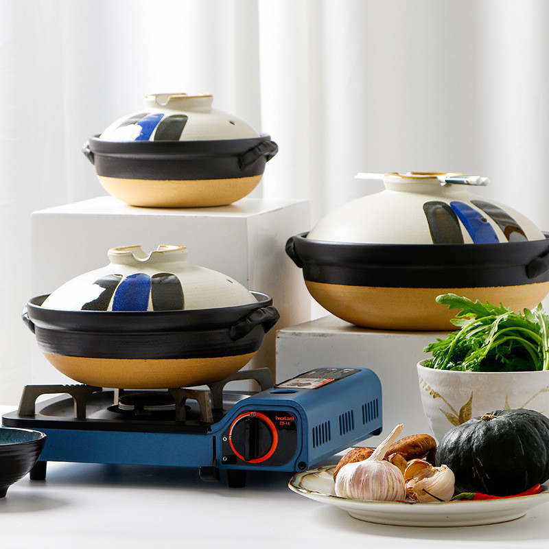 Ke Phong Cách Nhật Bản Earthen Pot Sáng Tạo Stew Pot Đồ Đá Chịu Nhiệt Độ Cao Ngọn Lửa Mở Nồi Canh Nồ