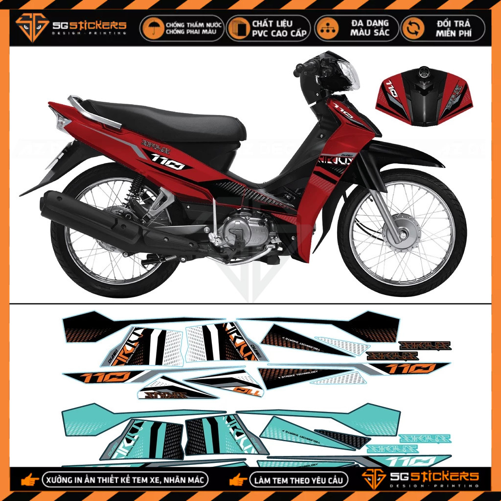 Tem Sirius RC Mẫu 110 Chế Mới Nhất | SR05 | Team Sirius Xanh Đen Cam Đen Xanh Trắng Đỏ Đen Decal Rời