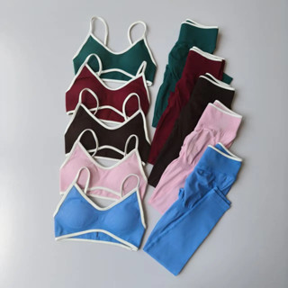 Bộ đồ tập thể thao nữ gồm áo ngực dây và legging cao cấp, phù hợp cho luyện tập gym và chạy bộ