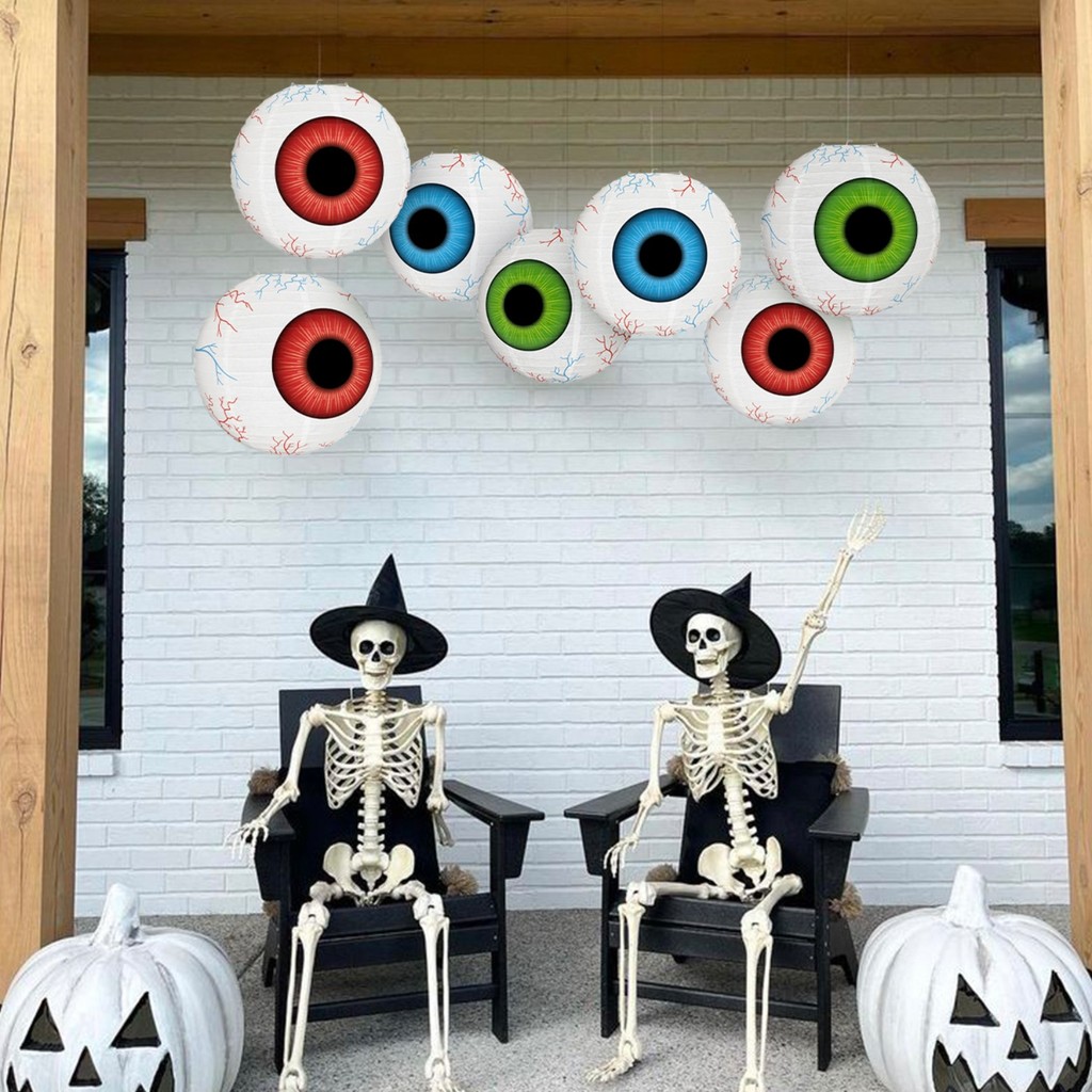 Phong cách Halloween mát mẻ - Lễ hội ma nhãn cầu kinh dị DIY dành cho trẻ em - Halloween 2025 Trick or Treat Paper Treo đèn lồng