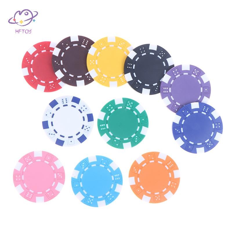 HFTOY 10 Chiếc ABS Nhựa Poker Chips Casino Texas Hold 'em Poker Đồng Xu Kim Loại 11.5g Chip Poker Tr