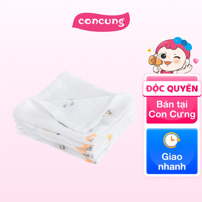 Khăn gạc sợi tre in hình Chó con Animo HM9X (25x25cm,5 cái)