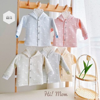  Áo khoác sơ bé trai bé gái sơ sinh Himom hoạ tiết trái tim xinh xắn chất trần bông dầy ấm giữ nhiệt cho bé H.AK25.3 