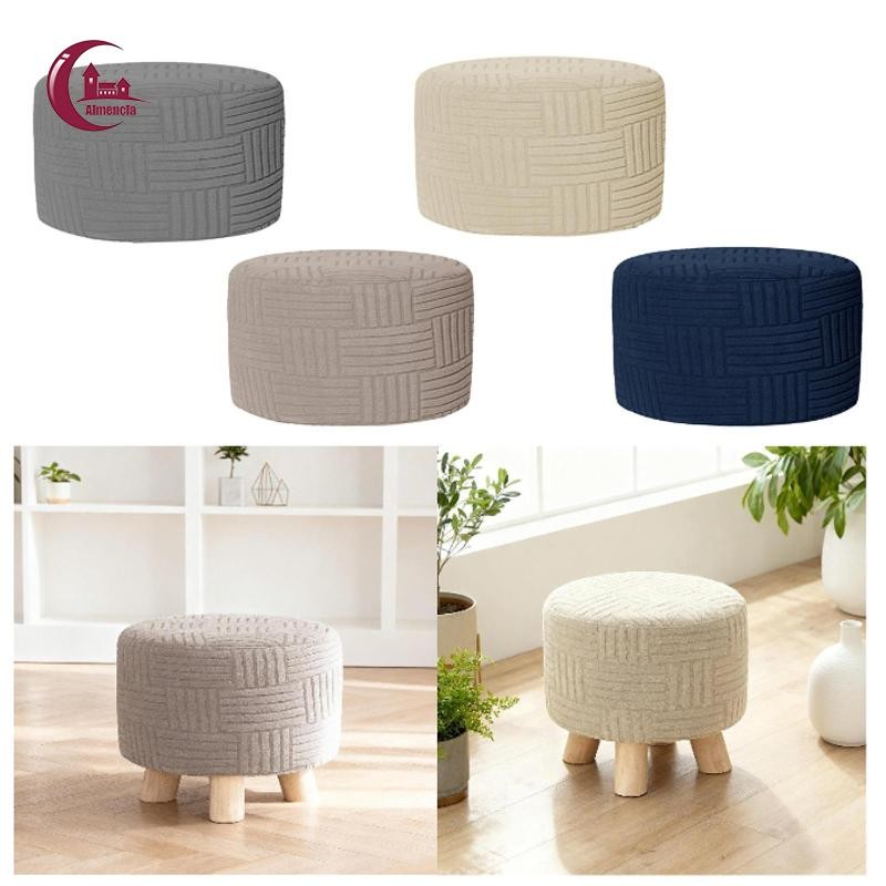 Tròn Ottoman Bảo Quản Dày Với Chống Trơn Trượt Đế Co Giãn Chân Sofa Bao Ottoman Slipcover Cho Phòng 