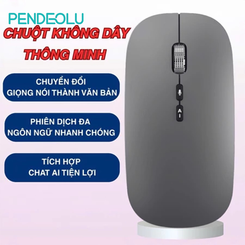PENDEOLU Chuột AI Thông Minh A7- Bluetooth & 2.4G | Dịch Giọng Nói + Văn Bản | Hỗ Trợ 120 Ngôn Ngữ | Pin Sạc Type-C