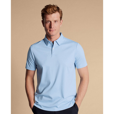CHARLES TYRWHITT - Áo polo nam cổ bẻ tay ngắn Smart Jersey_JEP0409-SKY