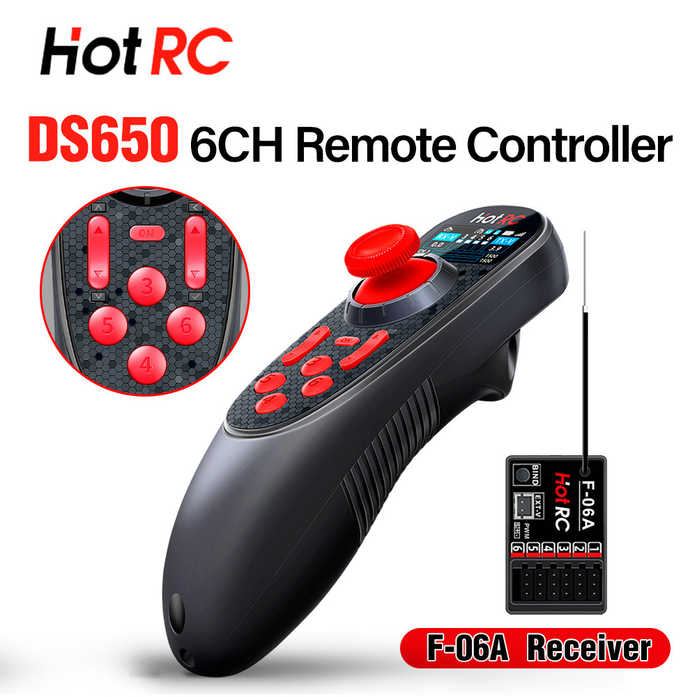 HOTRC DS-650 / DS600 2.4G 6CH Bộ phát màu / Bộ điều khiển từ xa màn hình thông thường có đầu thu F-0