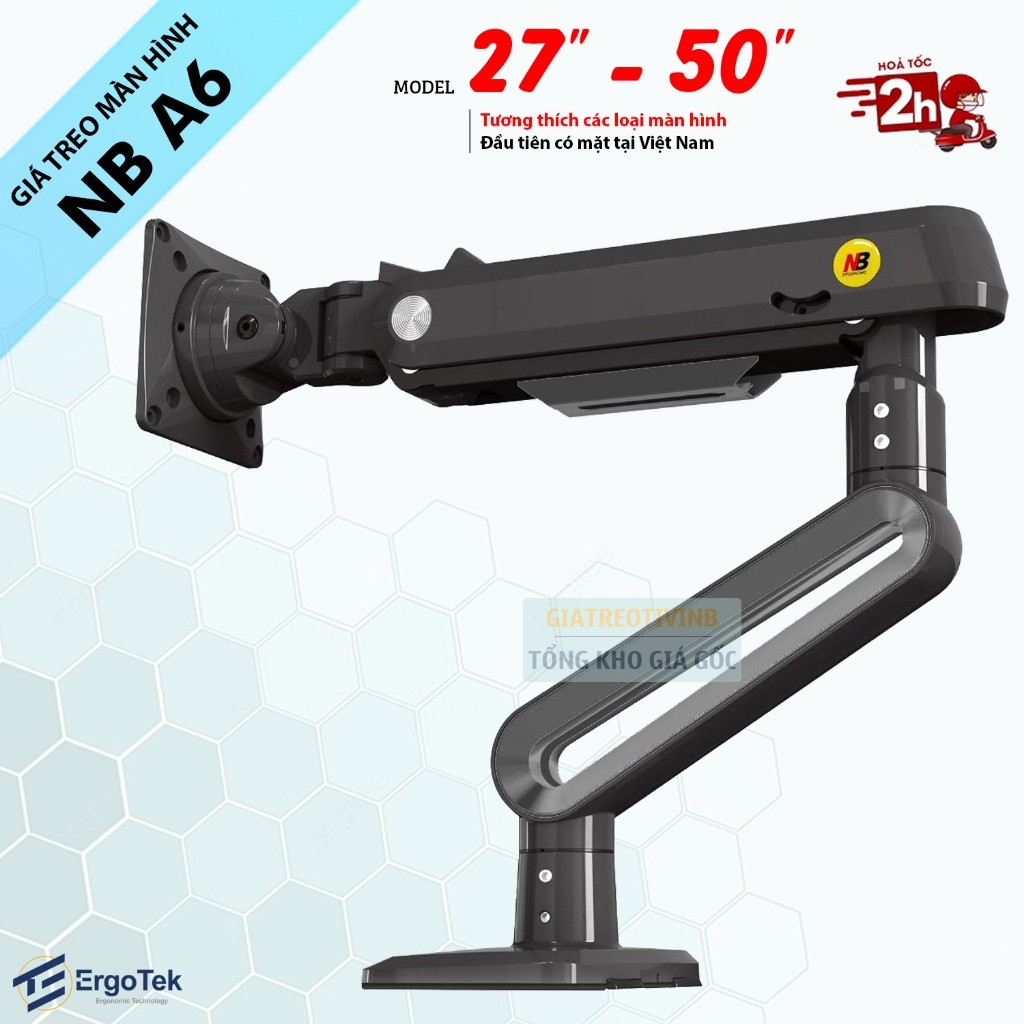Giá Treo Màn Hình NB A6 / A5 27" - 50" - Tay Treo / Arm Treo Màn Hình ErgoTek EZ100 27" - 40" [ Cao 