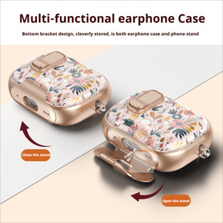 Vỏ tai nghe có giá đỡ đáy hoa Pattend cho AirPods Pro 3 & AirPods 4 Pro2 có khóa an toàn công tắc