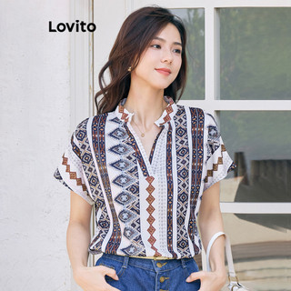 Lovito Áo Sơ Mi Boho In Hình Bộ Lạc Mùa Hè Cho Nữ L95ED146