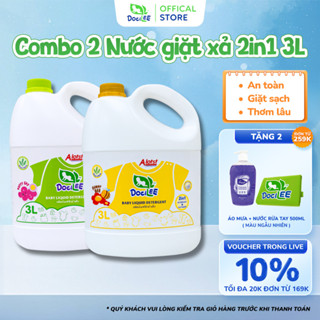 Combo 2 Can 3L Nước Giặt Xả Quần Áo Em Bé DOCILEE Lưu Hương Lâu, Sạch Thơm Mềm Mại, Dành Cho Da Nhạy Cảm Bé Từ 0M+