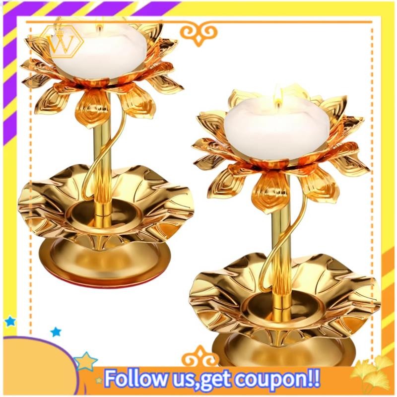 2 Chiếc Diwali Sen Nến Kim Loại Diya Cho Diwali Pooja Sen Ghee Đèn Nến Ấn Độ Diyas Trang Trí