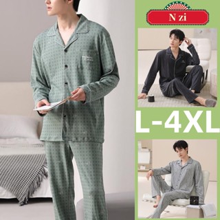  Bộ đồ ngủ nam 100% cotton tay dài phù hợp mùa thu đông size từ L đến 4XL 