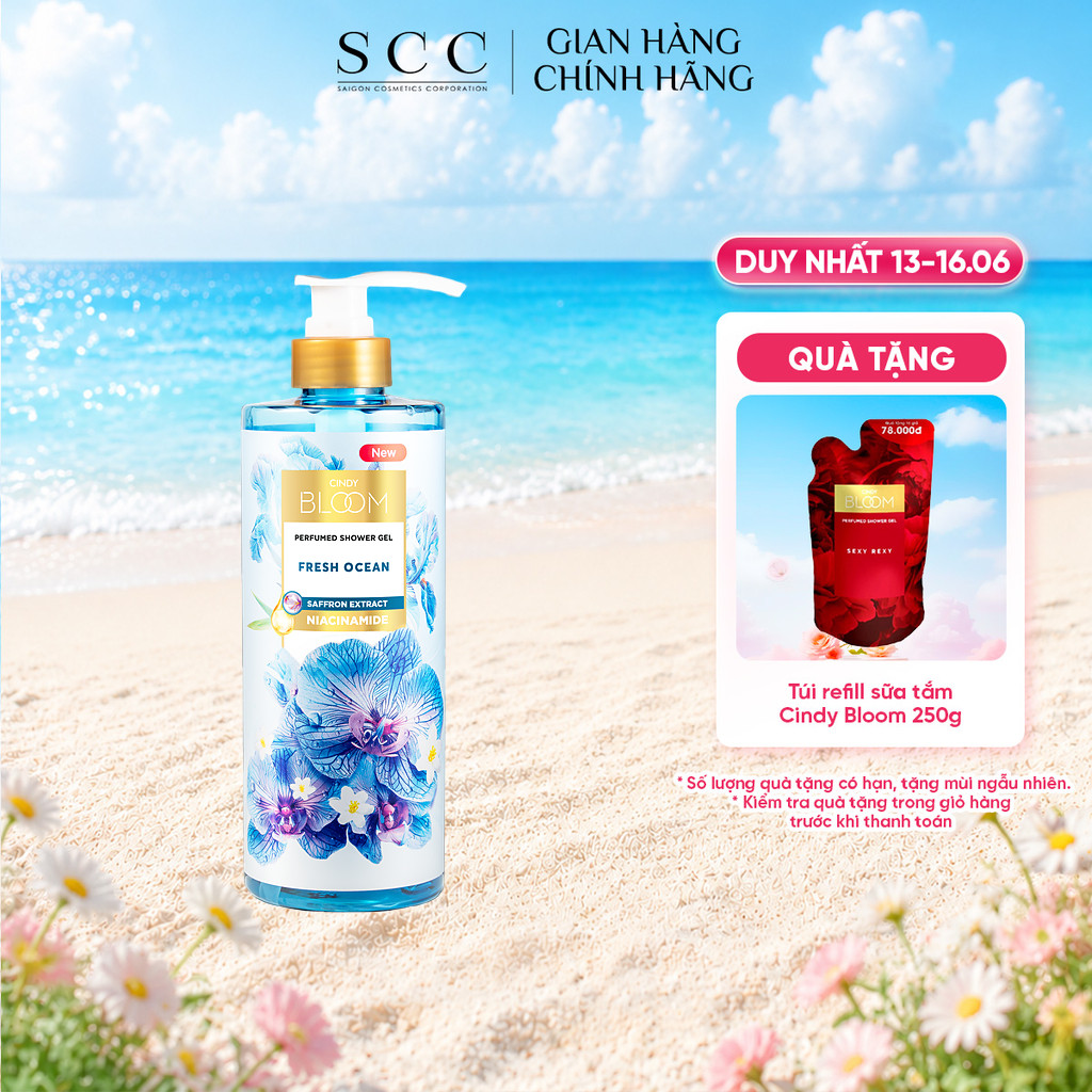 Sữa Tắm Nước Hoa CINDY BLOOM Fresh Ocean Hương Năng Động Trẻ Trung 640g