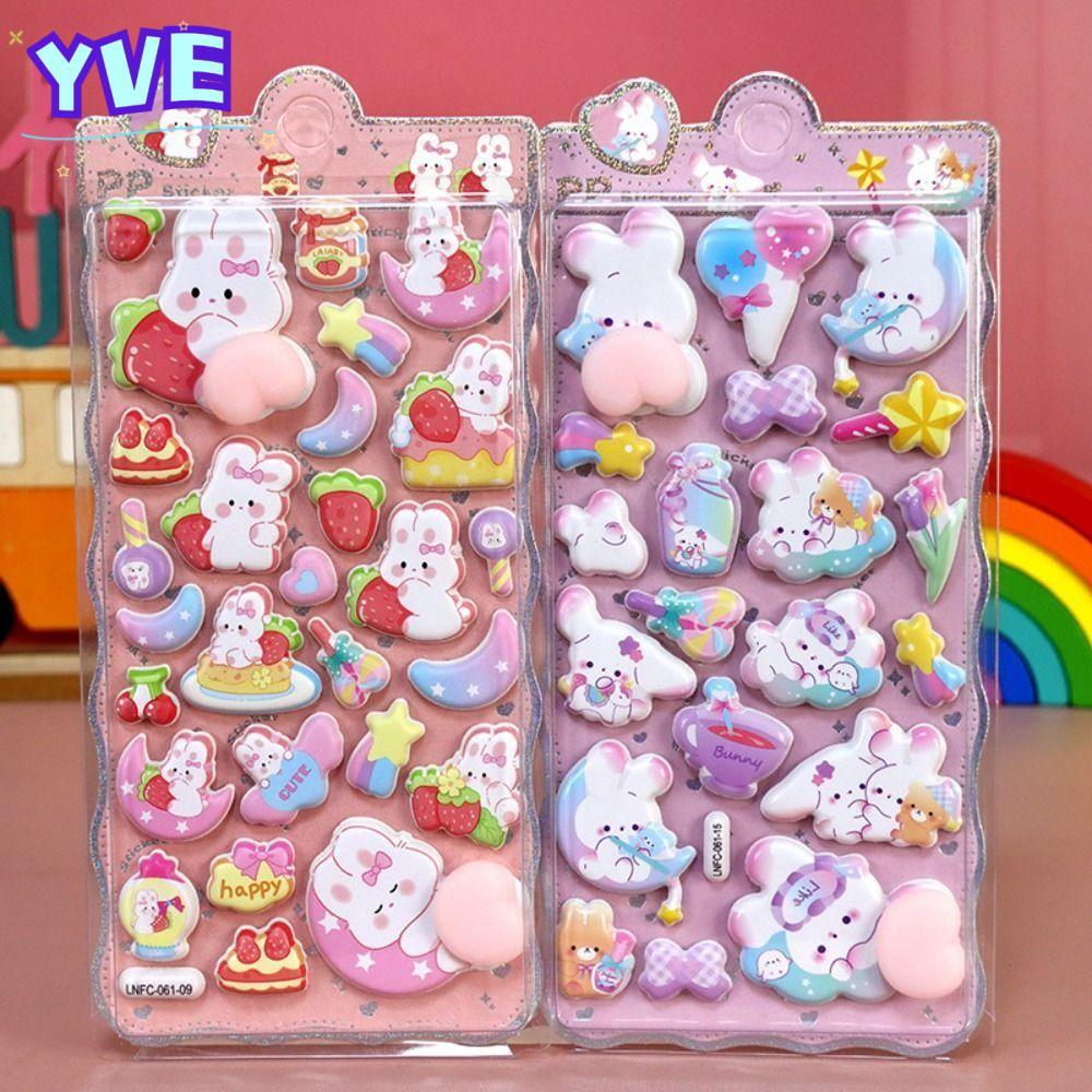YVE Puffy Sticker, DIY Trang Trí Cắt Dán Làm Squishy Giảm Căng Thẳng Miếng Dán, Thỏ Dễ Thương Capyba
