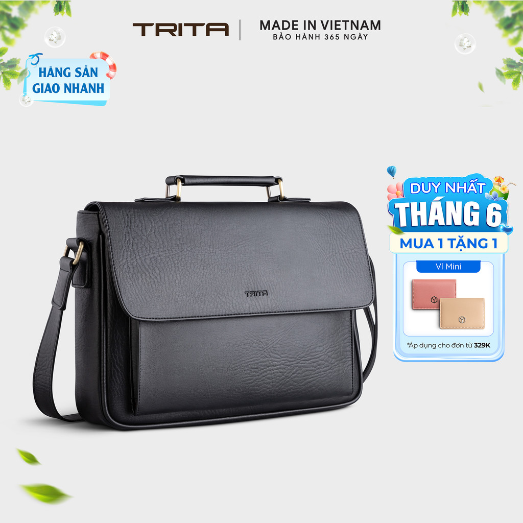Túi Trita (Thời trang nam nắp gập phối quai trên - Túi đeo chéo da RTN8) Bagsmart