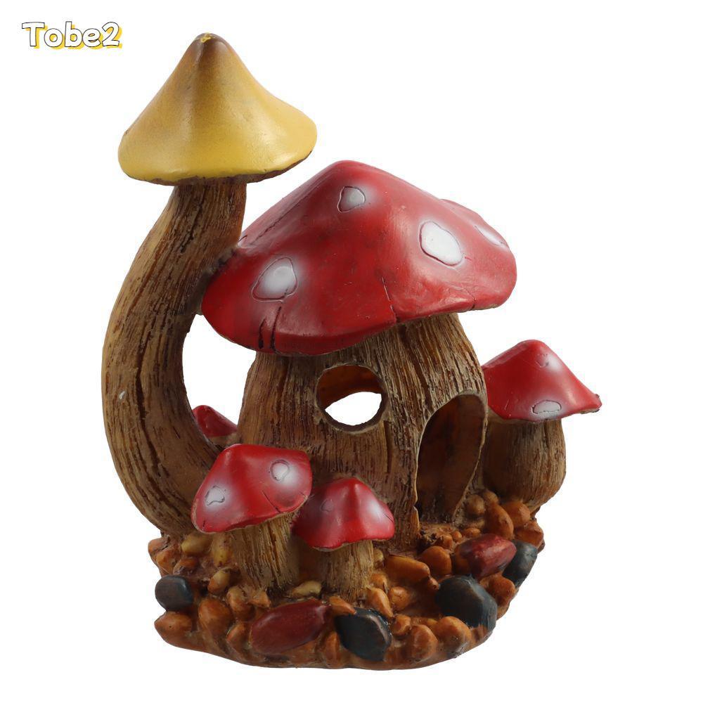 Trang trí bể cá nhà nấm TOBE2, nhựa 5,9 * 5,11 * 3,54 inch Đá hang động Trang trí cảnh quan, Hộp nhâ