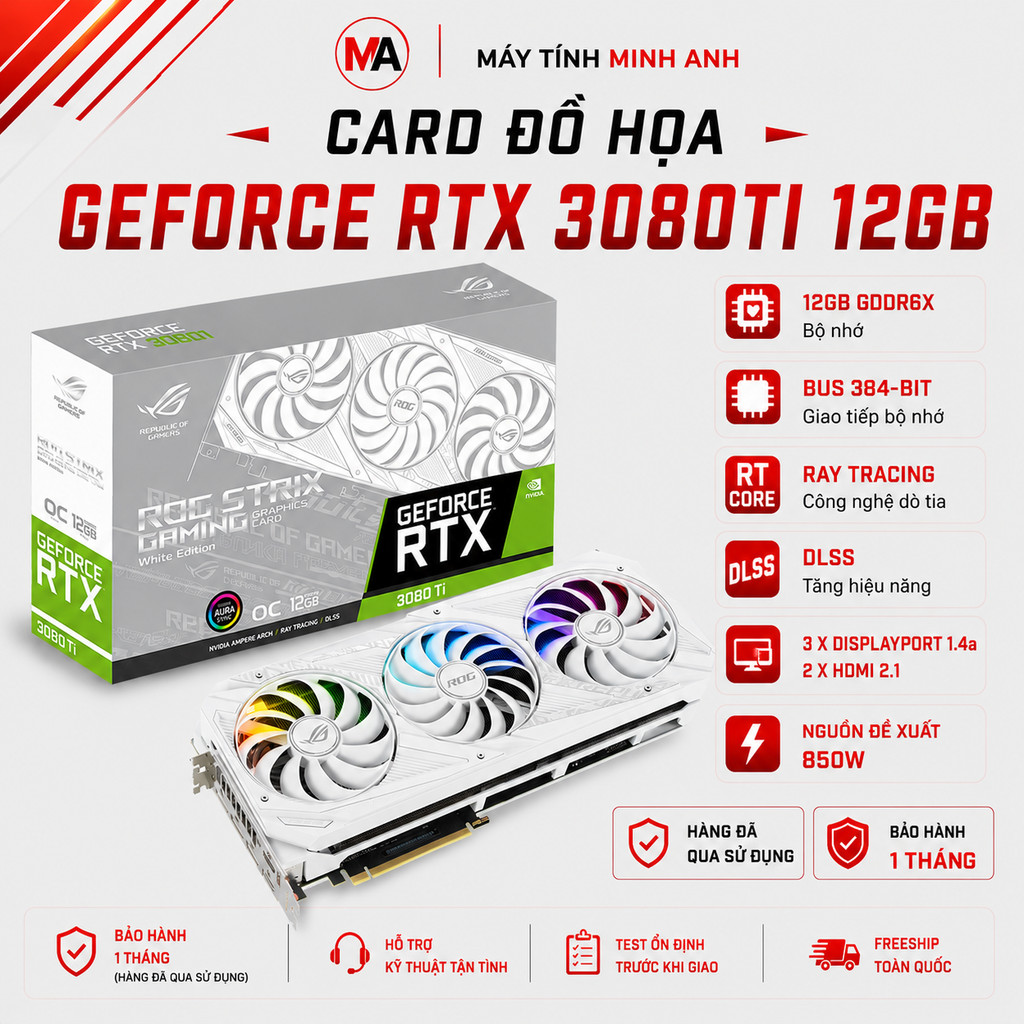 VGA Card màn hình RTX 3080TI 12GB ASUS TUF GAMING, MSI SUPRIM X, ROG STRIX,  VULCAN, ASUS ROG WHITE
