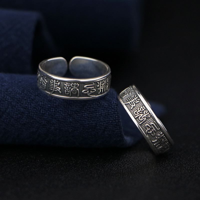 Preferred in-stock items#Vintage silver ring, pure silver999Vintage artistic cool personality sterli