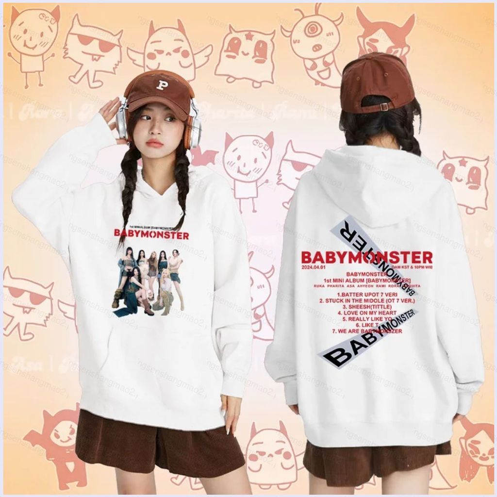 PS2 BABYMONSTER ASA RUKA AHYEON Áo Hoodie KPOP Áo Unisex Dài Tay Top SP2