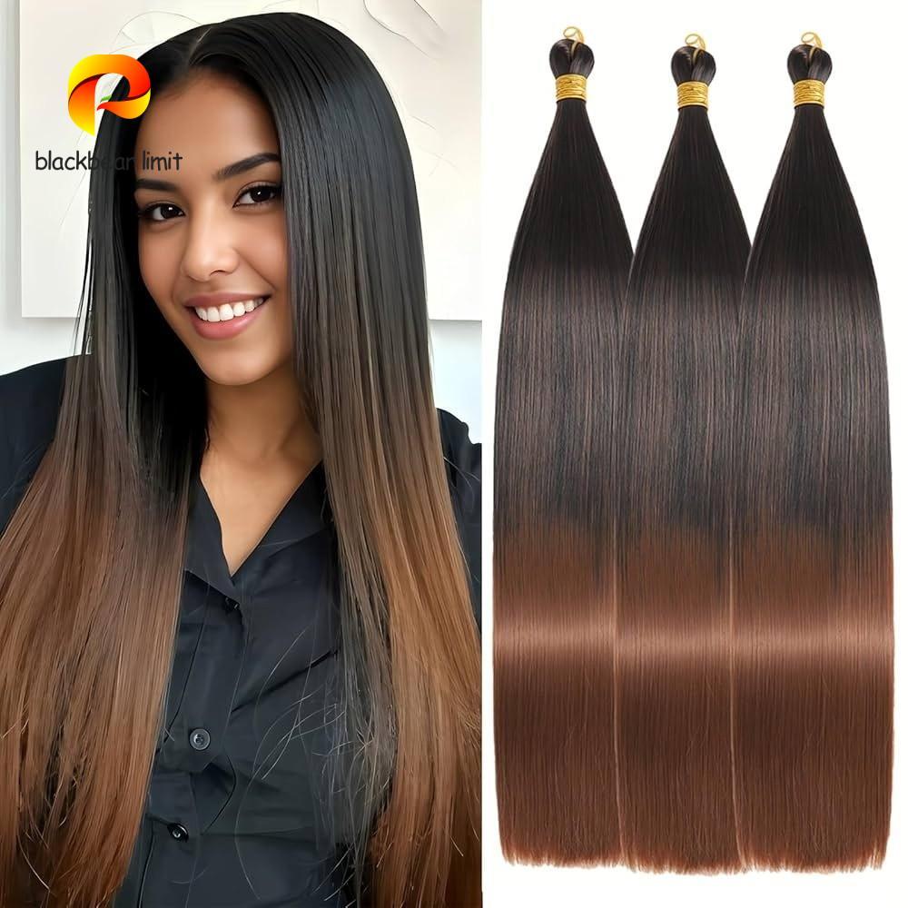 BLACKBEAR LIMIT Bone Straight Braid Hair, Ombre Silky Crochet Braids Hair Extensions, Fluffy Pre Str