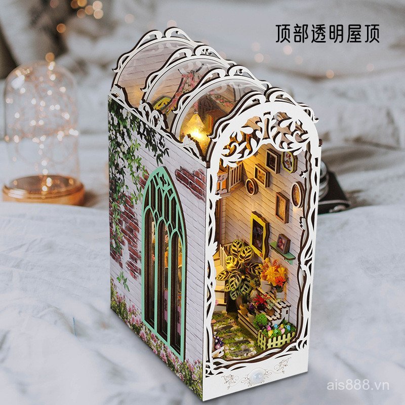 MIDR [Cash commodity and quick delivery]Handmade Garden House Flower House Bookend diy Wooden house 