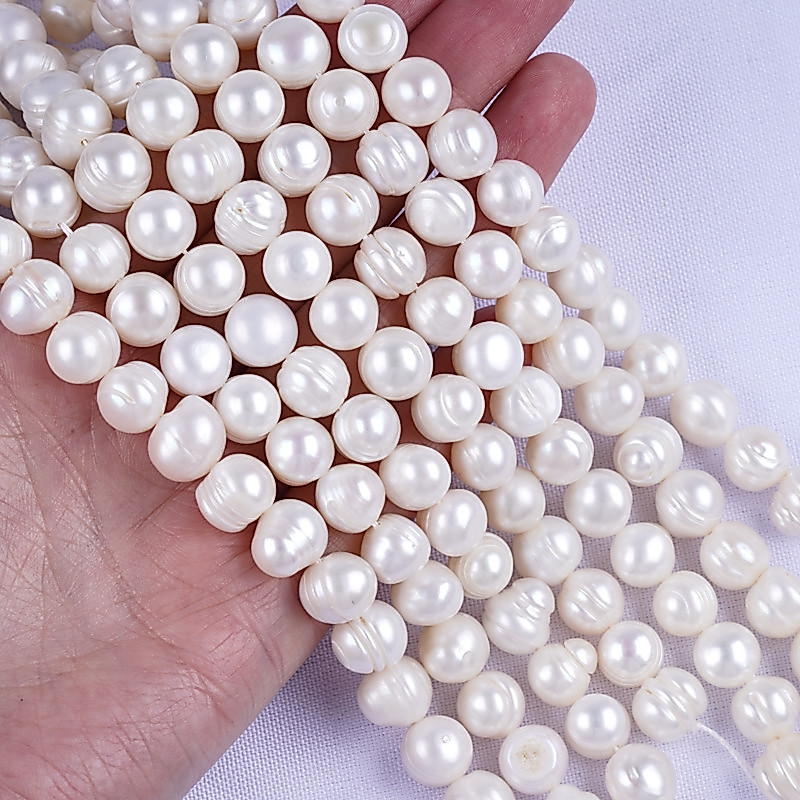 Chiều dài 18cm 8-9mm / 9-10mm ngọc trai hình quả trứng trắng đích thực ngọc trai nước ngọt tự nhiên
