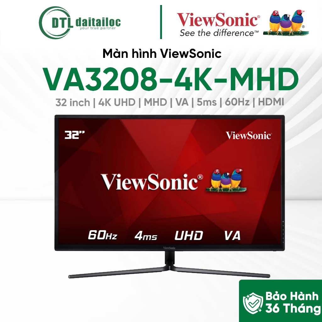 Màn hình ViewSonic VA3208-4K-MHD 32 inch UHD 4K MHD VA 5ms 60Hz HDMI LOA | Chính Hãng | Bảo hành 36 