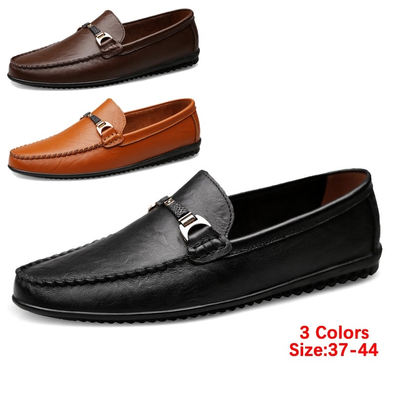 Size 37-44 Giày Slip On Nam Giày Da Bò Mềm Lái Xe