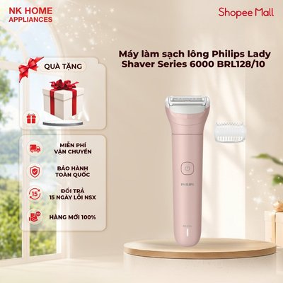 Máy làm sạch lông cho nữ Philips Lady Shaver Series 6000 BRL128/10 - Lưỡi cạo kép đảm bảo sạch