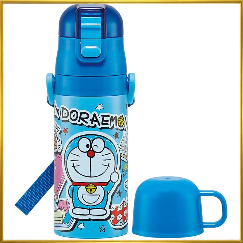 Skater Stainless Water Bottle for Kids 470ml Direct Drinking Doraemon Design Lightweight Cold-Storag