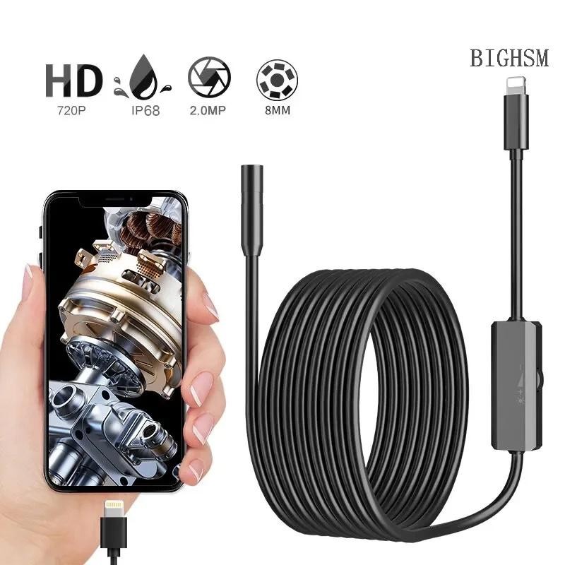 Camera nội soi BIGHSM 2.0MP HD Borescope với 8 đèn LED có thể điều chỉnh 8mm IP68 Camera kiểm tra ch