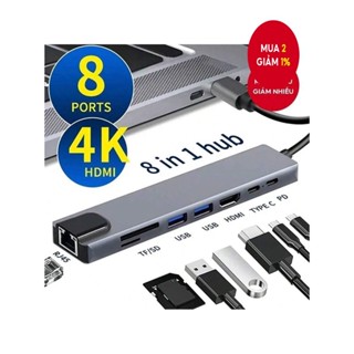 Cổng chuyển đổi Hub Type C sang HDMI 8 trong 1 4K 60Hz cho Macbook / iPad / Laptop / Điện thoại di động